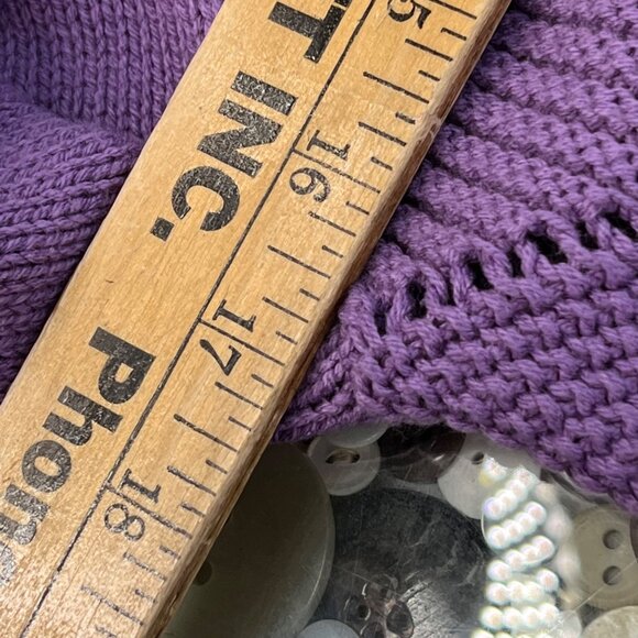 Chico's Cardigan Size 0 Small Mixed Stitch Sweater Cozy Purple Chevron Layering - Picture 6 of 10